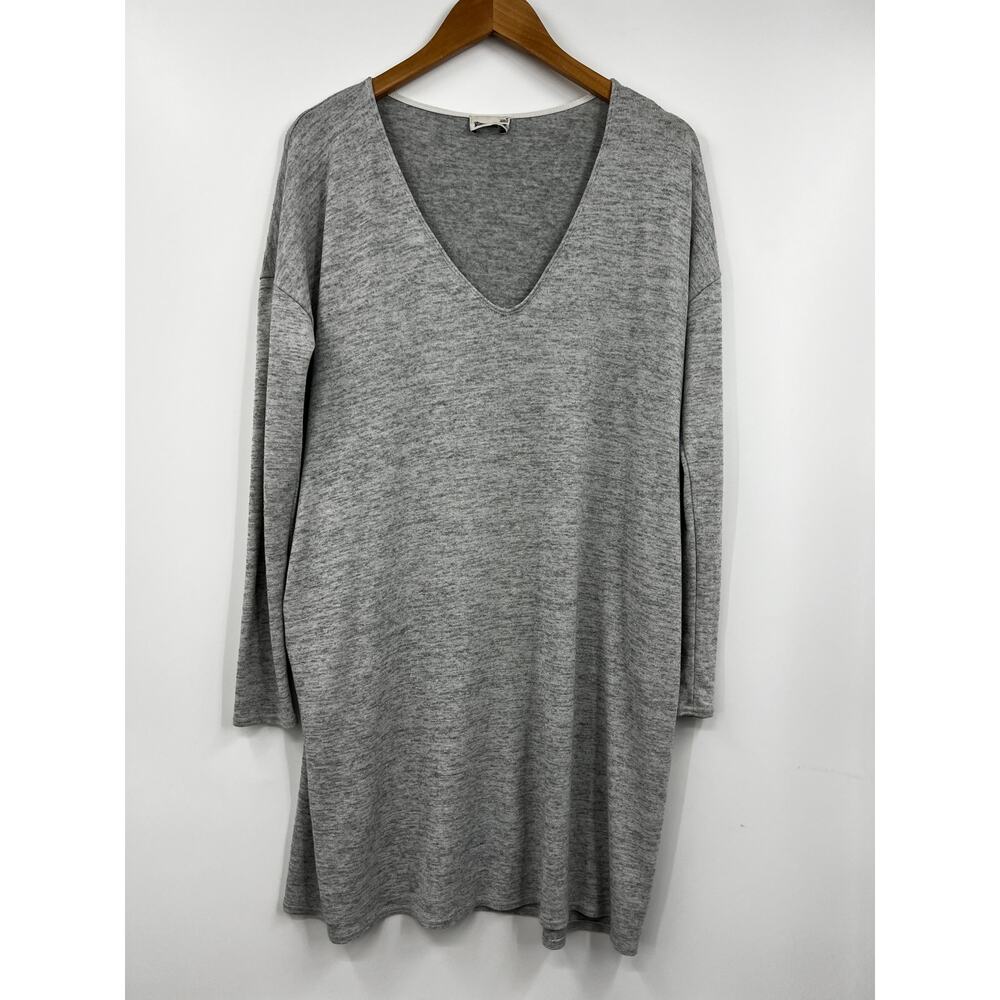 Wilfred Free Dress Aritzia Gail Gray Long Sleeve V-Neck Mini T-Shirt Size Medium